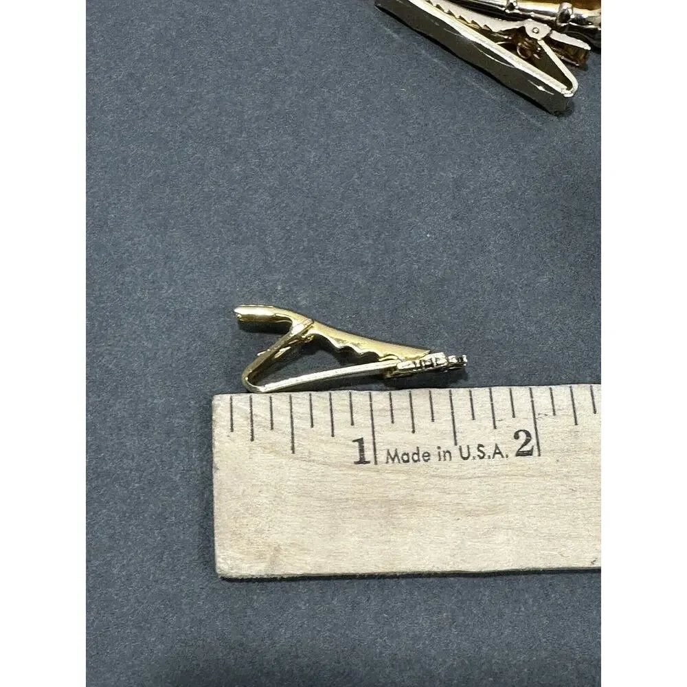 Lot Of‎ 4 Vintage Tie Clip Bar Clasp Gold Tone Stone Small Arson & More